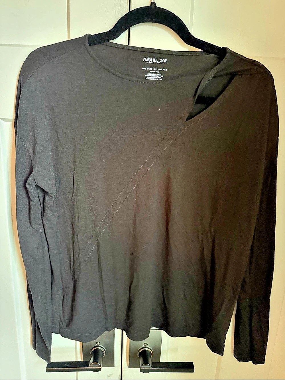 Rachel Zoe Long Sleeve Top in Black Small